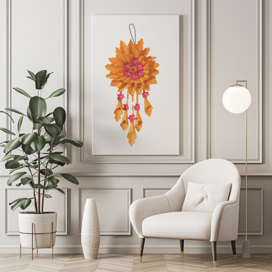 Handmade Paper Flower Hanging Decoration – Vibrant Floral Wall & Room Decor.