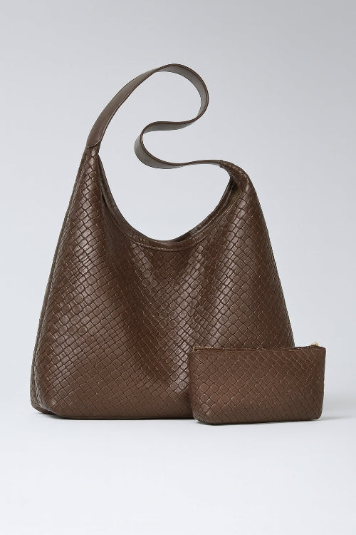 Elegant Woven Coffee Tote &amp; Pouch Set