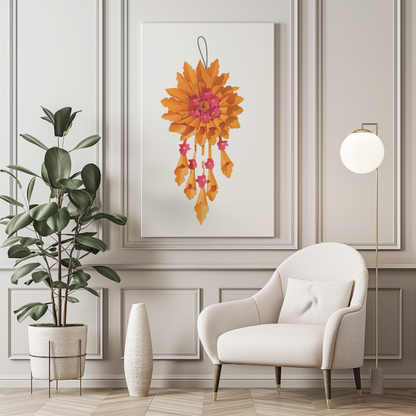 Handmade Paper Flower Hanging Decoration – Vibrant Floral Wall & Room Decor.