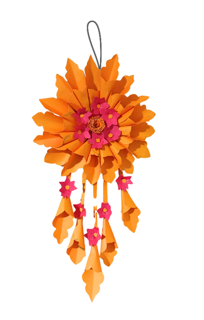 Handmade Paper Flower Hanging Decoration – Vibrant Floral Wall & Room Decor.