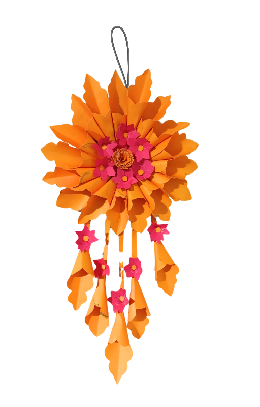 Handmade Paper Flower Hanging Decoration – Vibrant Floral Wall & Room Decor.
